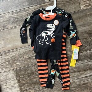 NEW Carter's Toddler Long‎ Sleeve 4pc Halloween Dino Pajama Set Size 18 Months
